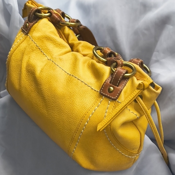 Vintage Fossil Yellow Leather Shoulder Bag - Picture 7 of 13